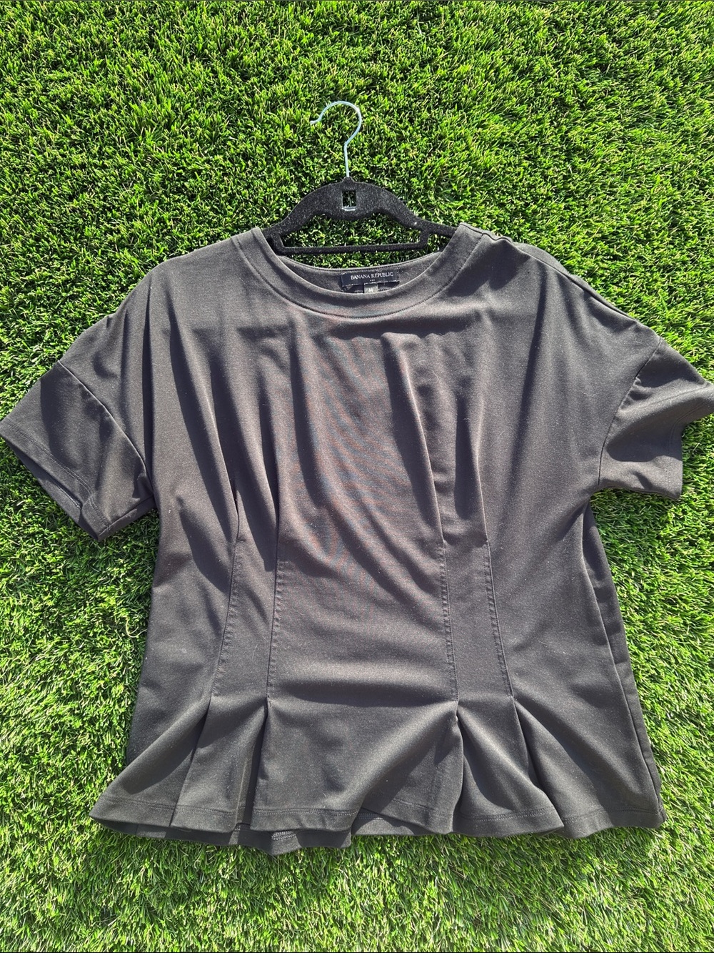Banana Republic Black Short-Sleeve Peplum Tee